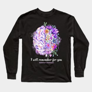 I Will Remember For You Butterfly Alzheimer's Awareness Long Sleeve T-Shirt